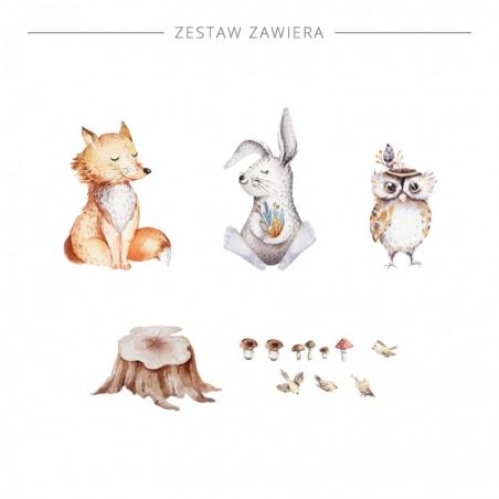 Naklejka Lis Zając Sowa