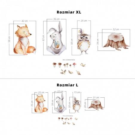 Naklejka Lis Zając Sowa