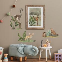 Naklejka Zestaw Fenek, Surykatki i Lemur