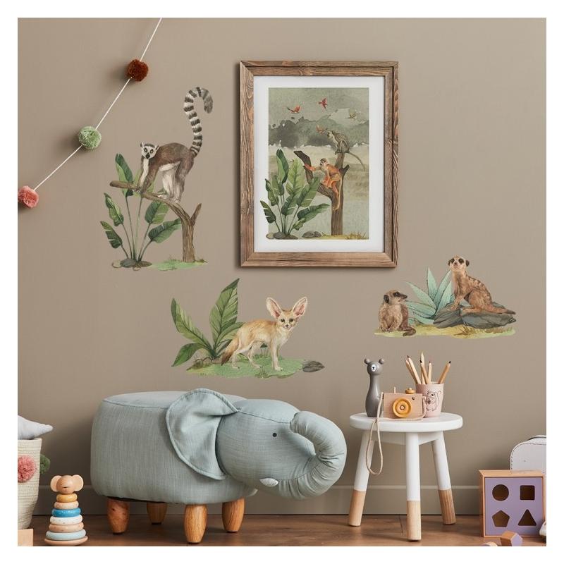 Naklejka Zestaw Fenek, Surykatki i Lemur