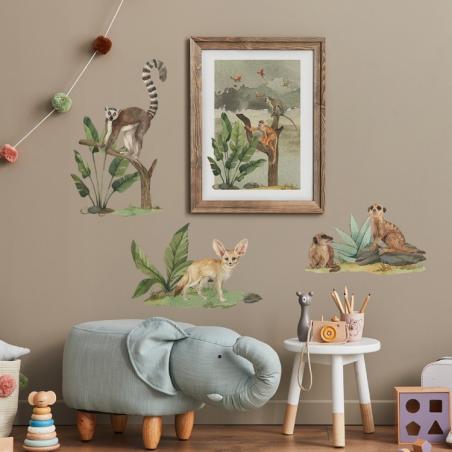 Naklejka Zestaw Fenek, Surykatki i Lemur