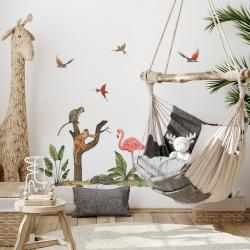 Naklejka Zestaw Flaming, Małpy i Ptaki