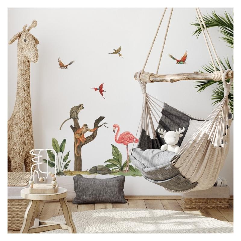 Naklejka Zestaw Flaming, Małpy i Ptaki