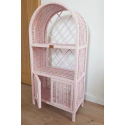 Wiklinowa Szafka Etażerka Różowa z Drzwiczkami