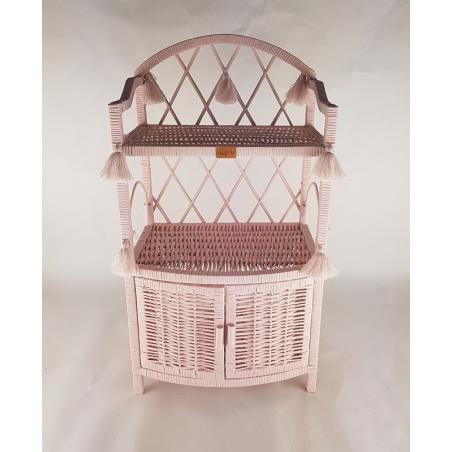 Wiklinowa Szafka Puffy Różowa z Chwostami