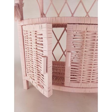 Wiklinowa Szafka Puffy Różowa z Chwostami
