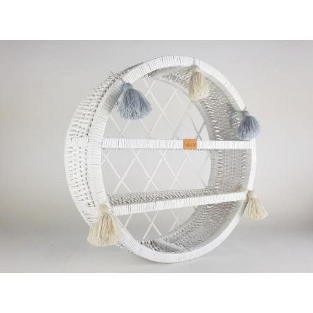 Wiklinowa Szafka Ścienna Biała Okrągła z Chwostami