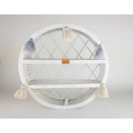 Wiklinowa Szafka Ścienna Biała Okrągła z Chwostami