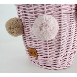 Koszyczek Ścienny Różowy z Pomponami