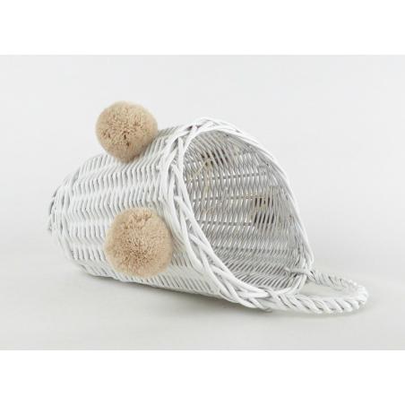 Koszyczek Ścienny Biały z Pomponami