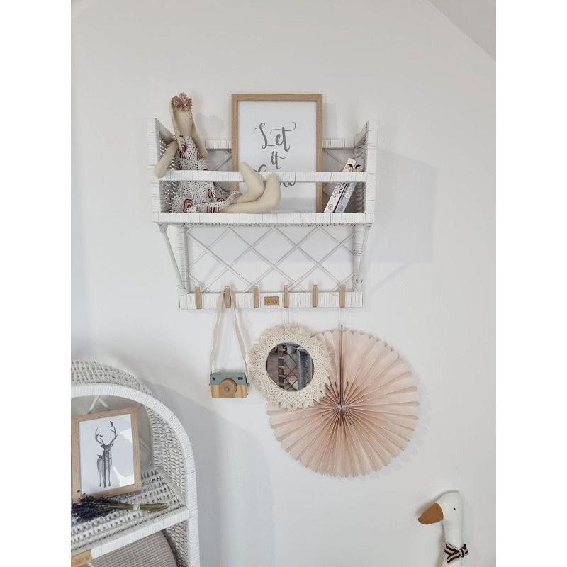 Wiklinowa Szafka Ścienna z Wieszaczkami Biały