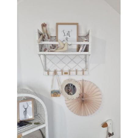 Wiklinowa Szafka Ścienna z Wieszaczkami Biały