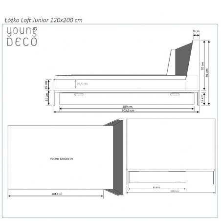 YoungDeco  Loft  Junior Łóżko 120x200