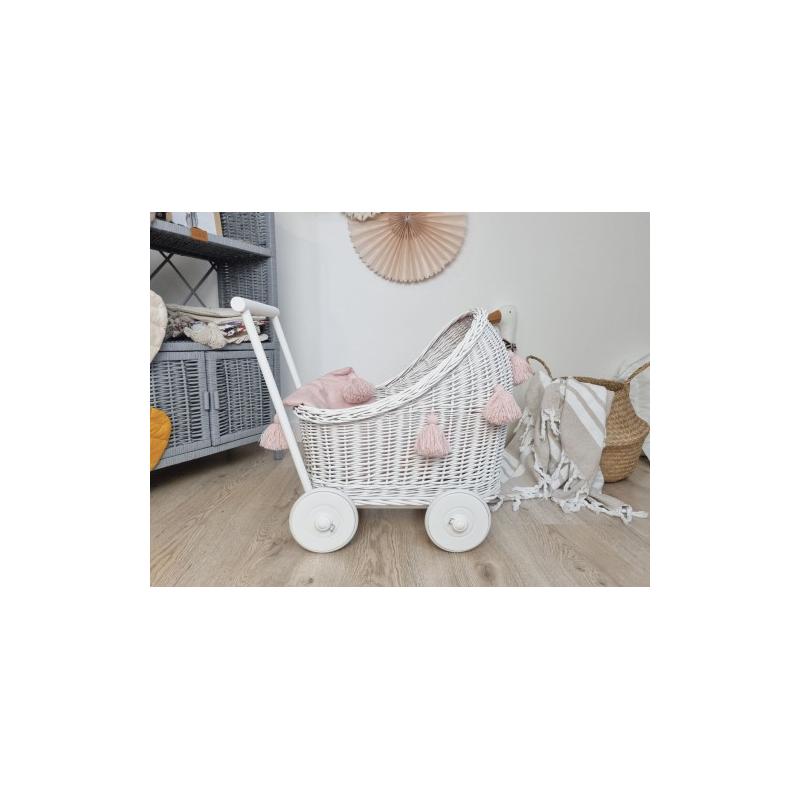 Wiklinowy Wózek dla Lalek Pchacz z Chwostami (pościel)