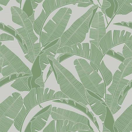 Tapeta Classic Big Palm Leaves Green Grey