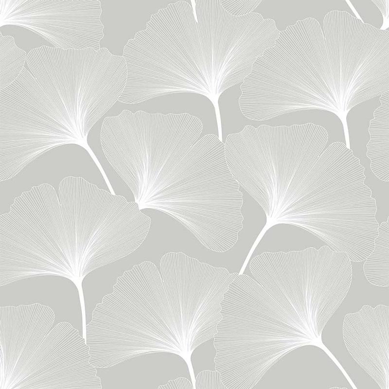 Tapeta Classic Big Gingko Pattern Grey