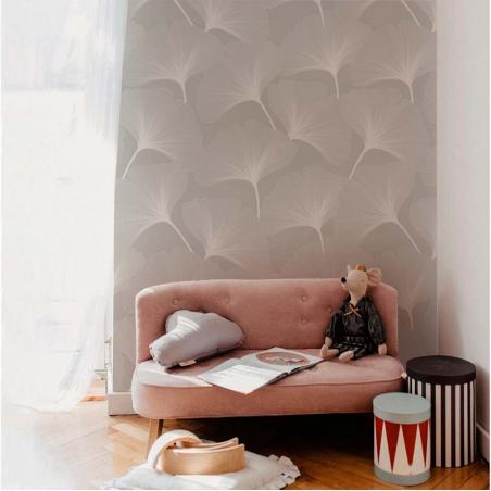 Tapeta Classic Big Gingko Pattern Grey