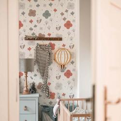 Tapeta Simple Oldschood Graphic Flower Pattern White