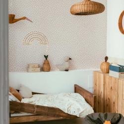 Tapet Simple Irregular Dots Powder Pink White