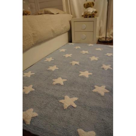 Lorena Canals Dywan bawełniany Blue Stars White 120 x 160 cm