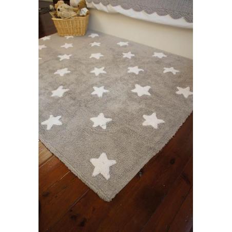 Lorena Canals Dywan bawełniany Grey Stars White 120 x 160 cm