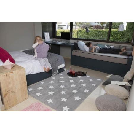 Lorena Canals Dywan bawełniany Grey Stars White 120 x 160 cm