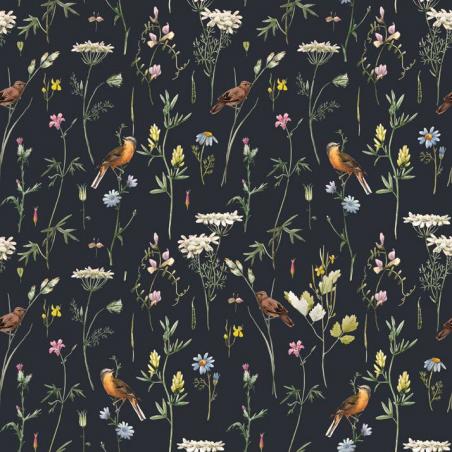 Tapeta Meadow With Birds Black