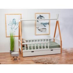 Łóżko Tipi 140x70 Naturalny Biały (z szufladą)