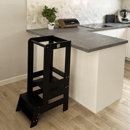 Kitchen Helper Drewniany Pomocnik Kuchenny dla Dziecka, Czarny