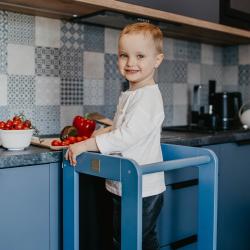 Kitchen Helper z Tablicą Drewniany Pomocnik Kuchenny dla Dziecka, Niebieski