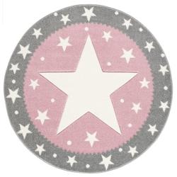 Dywan Okrągły Fancy w Gwiazdy Szaro-Różowy 160cm