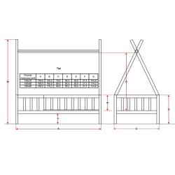 Łóżko Tipi 180x90 Naturalny (z szufladą)