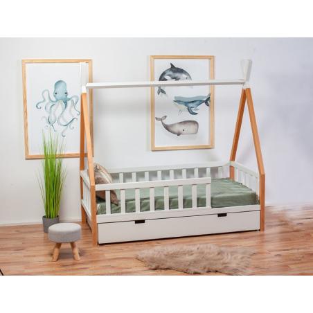 Łóżko Tipi 140x70 Naturalny (z szufladą)