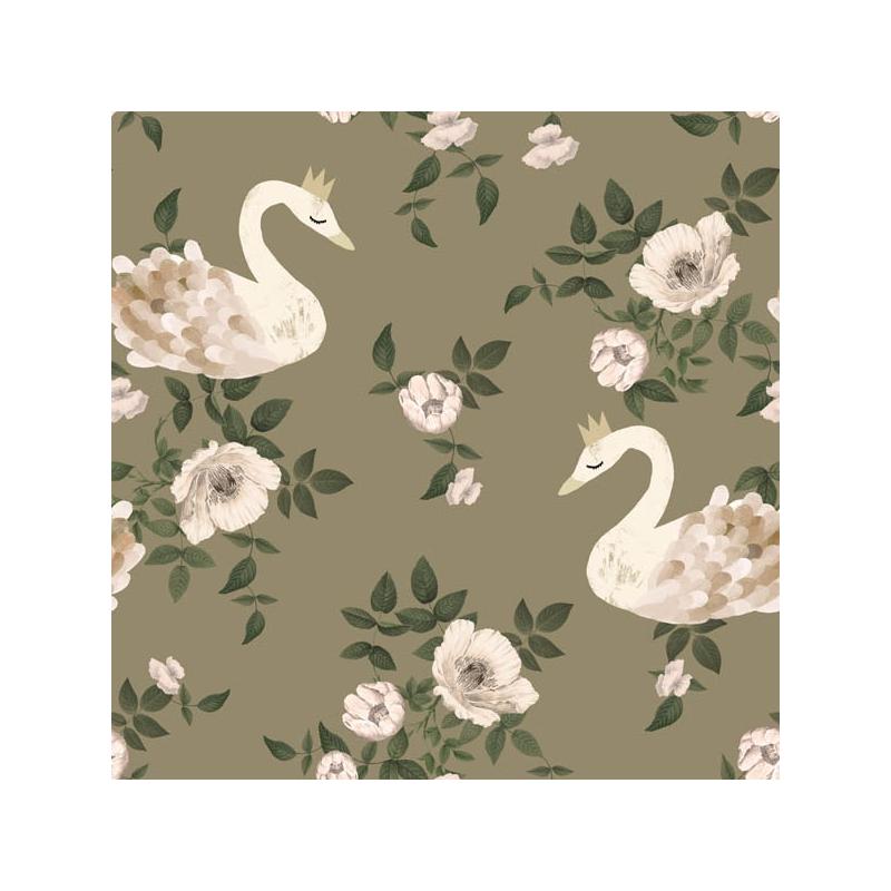 Tapeta do pokoju dziecięcego Swans Kingdom Green