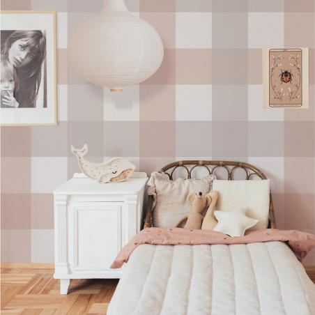 Dekornik Tapeta Provence Check Beige Pink BIG