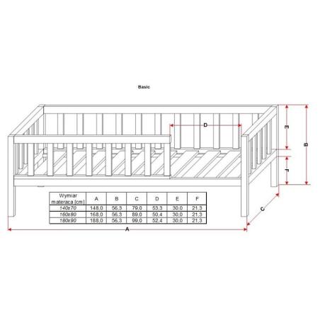 Łóżko Basic 140x70 naturalne (z opcją szuflady)