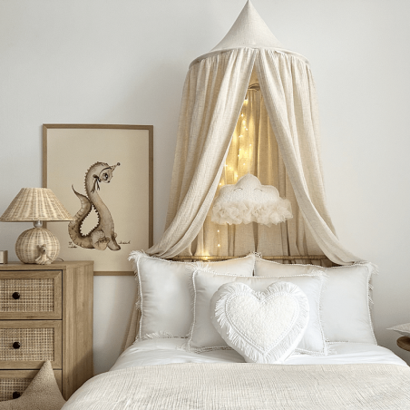 Cotton&Sweets Baldachim muślinowy z lnem - Natural