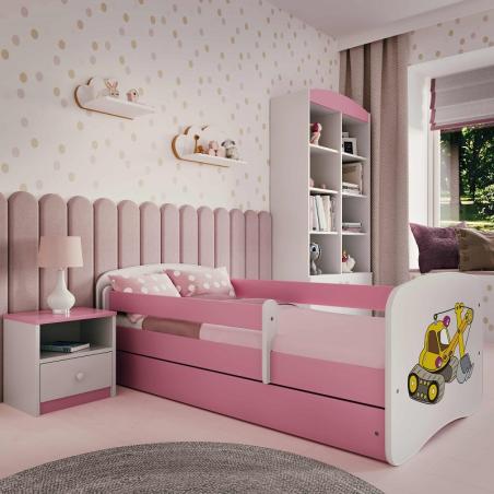 Łóżko dziecięce Baby Dreams Koparka Różowe - 160x80