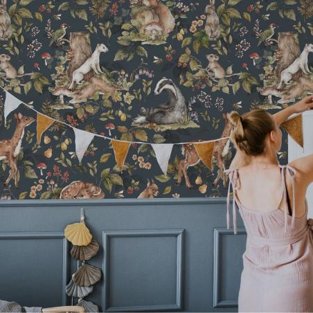 Dekornik Tapeta Cute Forest Animals Dark