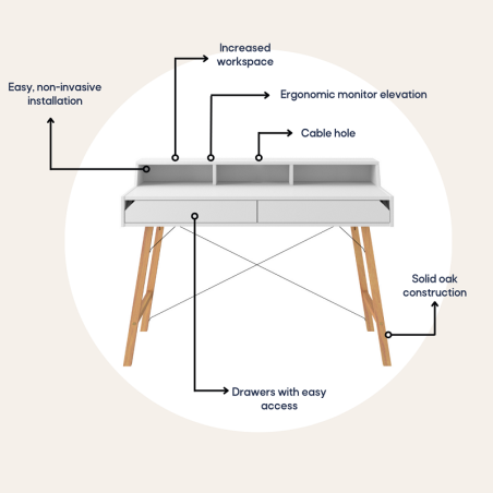 Bellamy Lotta Nadstawka Biurka Latte