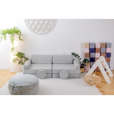 Pufa Dziecięca Okrągła Sztruksowa Szara