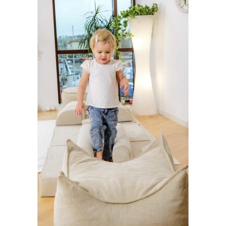 Pufa Dziecięca Prostokątna Sztruksowa Szara