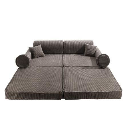 Aesthetic Sztruksowa sofa dziecięca, Brązowa