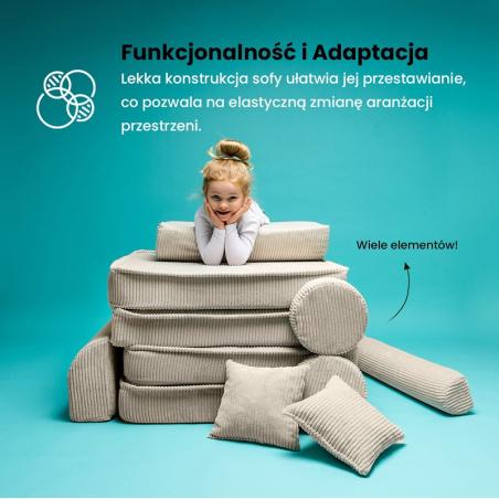 Aesthetic Sztruksowa sofa dziecięca, Ecru