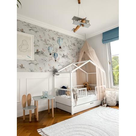 Bellamy Dream Nest Snow łóżko domek 80x160 z barierkami i szufladą