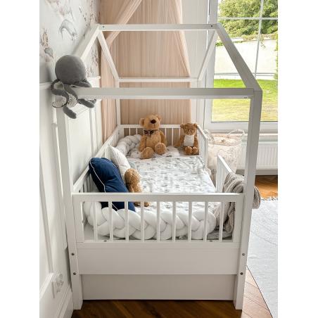 Bellamy Dream Nest Snow łóżko domek 80x160 z barierkami i szufladą