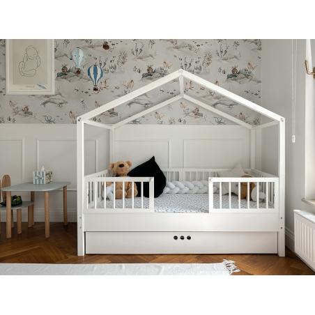 Bellamy Dream Nest Snow łóżko domek 80x160 z barierkami i szufladą