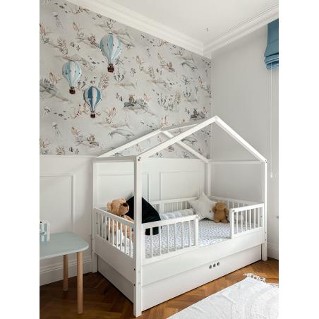 Bellamy Dream Nest Snow łóżko domek 80x160 z barierkami i szufladą