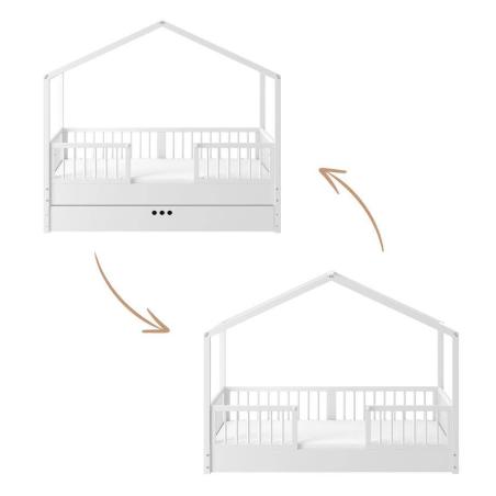 Bellamy Dream Nest Snow łóżko domek 80x160 z barierkami i szufladą