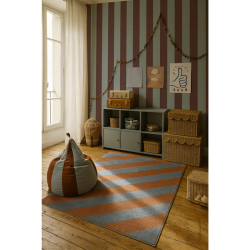 Dekornik Tapeta Wide Stripes Classy Brown and Misty Blue